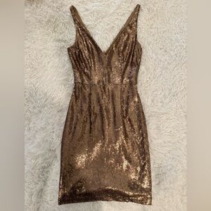 Lulu's Shimmering Bronze Sequin Mini Dress